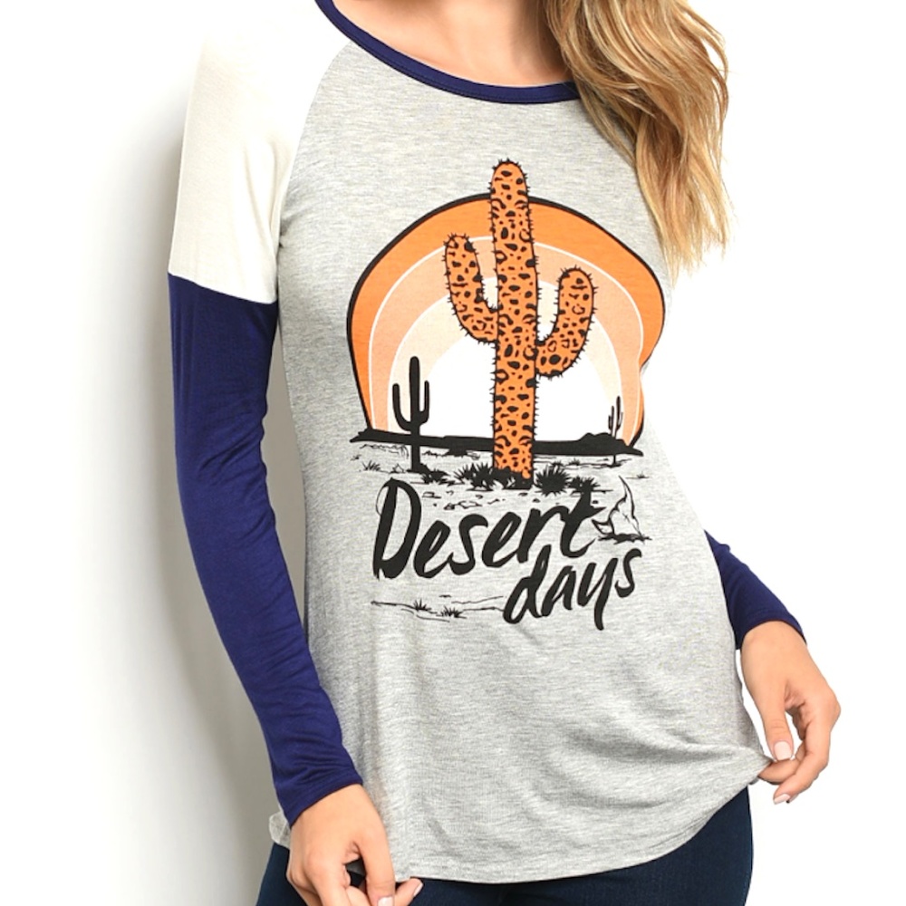 NWT Raglan "Desert Days" Cactus Tunic Top T-Shirt
